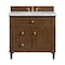 James Martin Vanities 36'' Single Vanity, Mid-Century Walnut w/ 3 CM Victorian Silver Quartz Top 424-V36-WLT-3VSL - alternate 1